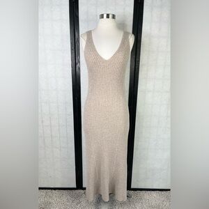 Modern Citizen Beige Ribbed Maxi Dress